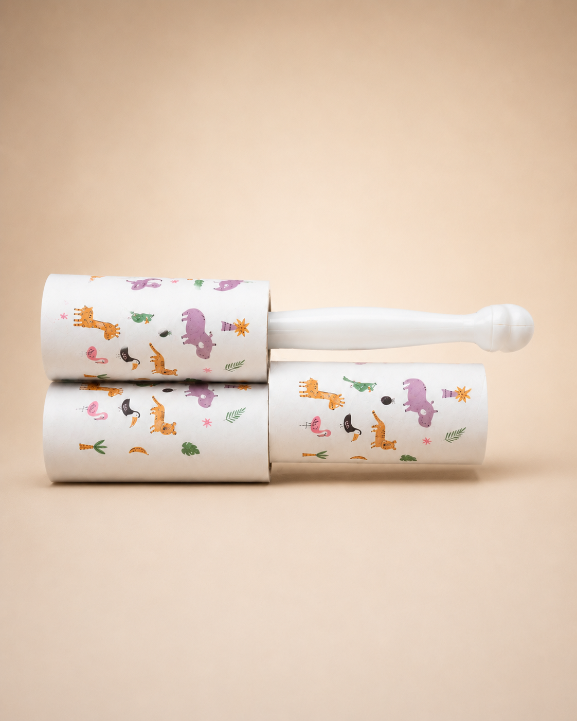 Fur-Away Lint Roller — Safari Print (Handle + 3 Rolls)