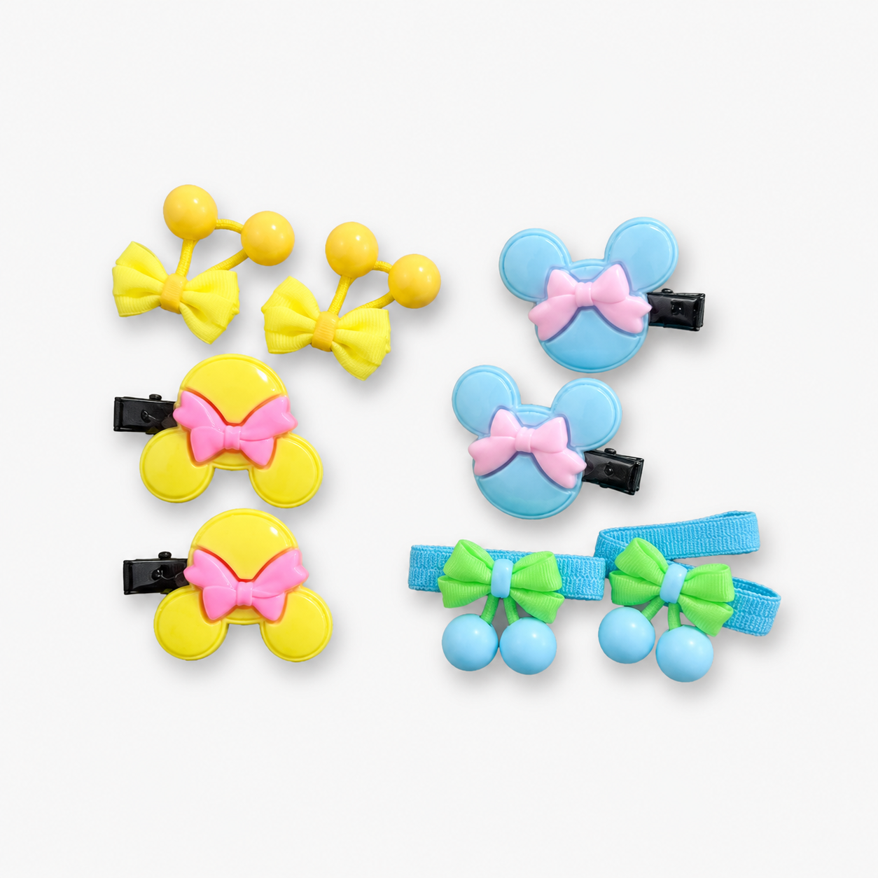 Pastel Party Hair Accessory Set — Clips & Ties (8 Pieces)