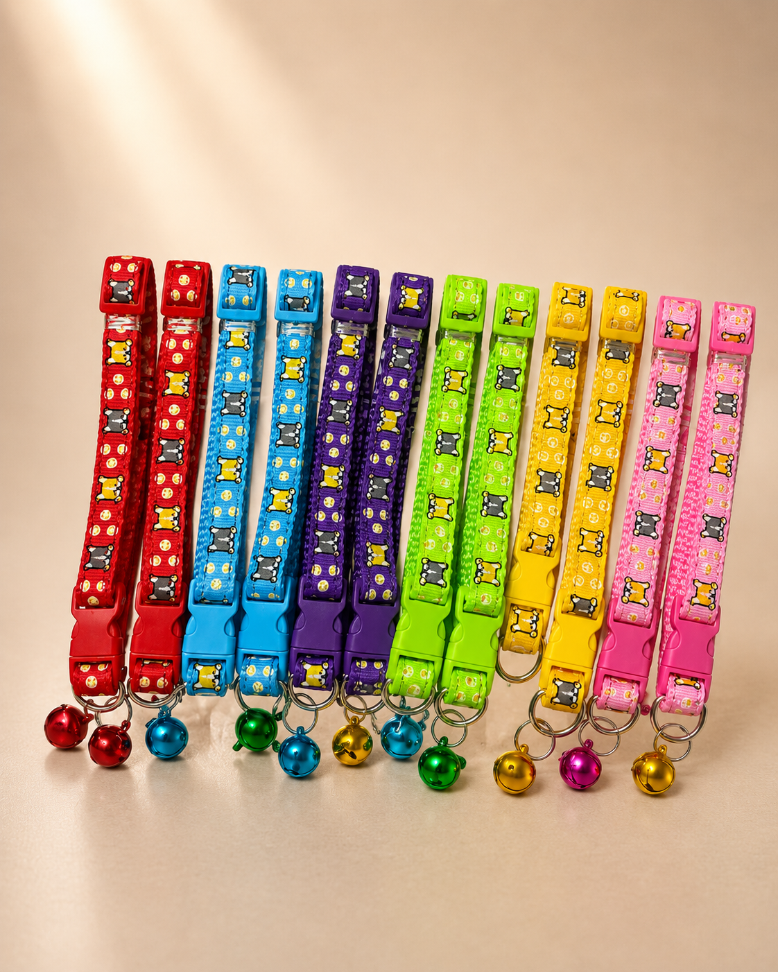 Puppy Print Bell Collars — Designer Edition (Set of 12)