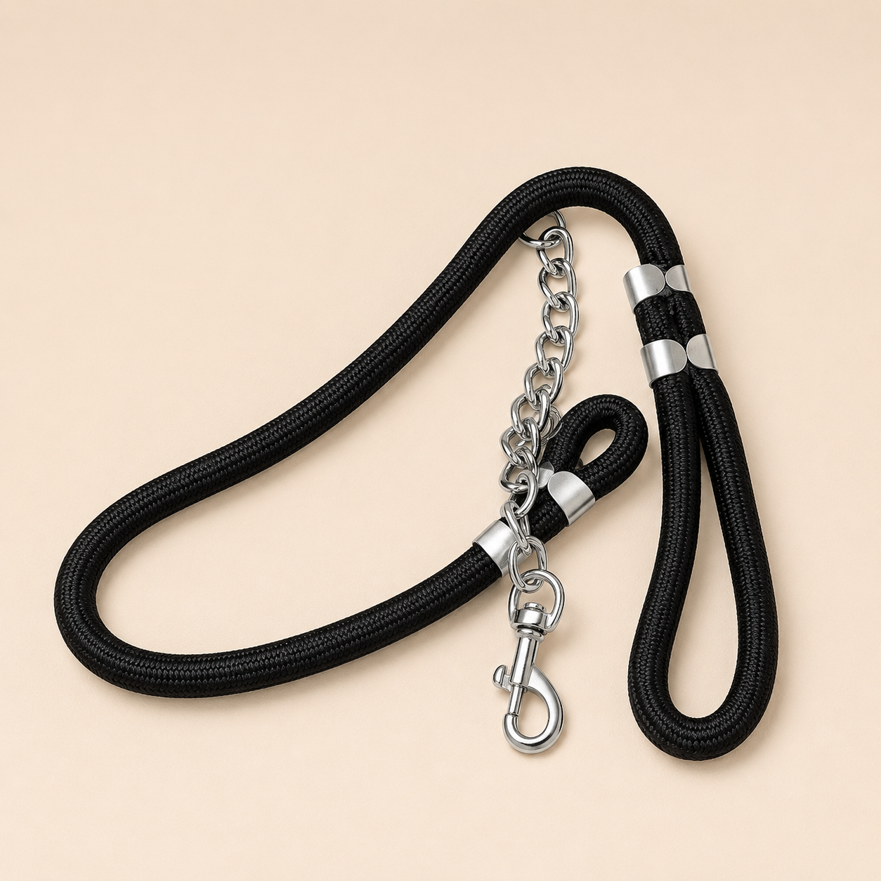 Trail Rope Chain Leash — Jet Black (Chew-Proof)