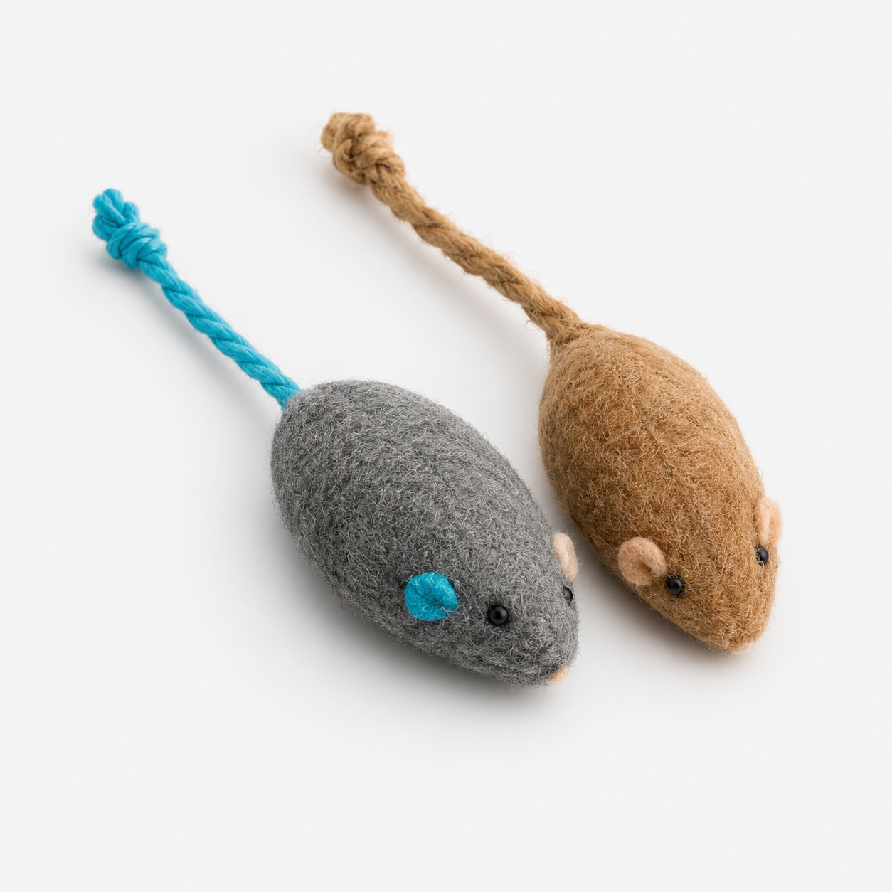 Wooly Mice Cat Toys — Rope Tail Chasers (Set of 2)